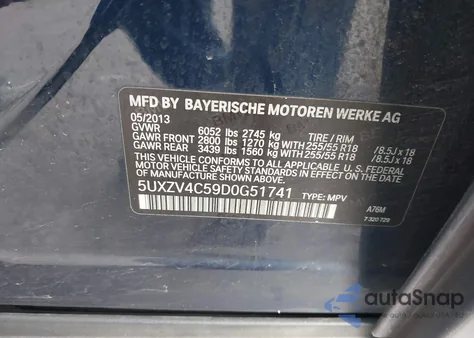 2013 BMW X5 xDrive35I/xDrive35I Premium/xDrive35I Sport Activity z USA, uszkodzony, nr VIN 5UXZV4C59D0G51741